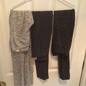 Three pairs of Women’s SO Perfect Heather Gray and Charcoal Leggings XS